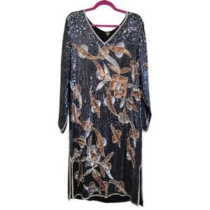 Gorgeous Sequin Sheath Dress | Modest Glam Vintage Silk